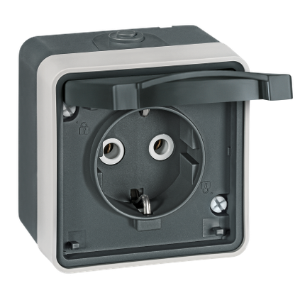 PRIKLJUCNICA DVOPOLNA PROTECTA IP55,  TAMNO SIVA,  22401.A1,   ALING-CONEL